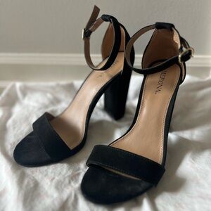 Merona Black Suede Ankle Strap Heel Sandals